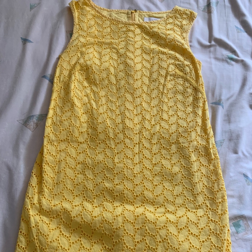 LOFT Sunny Yellow Eyelet Top